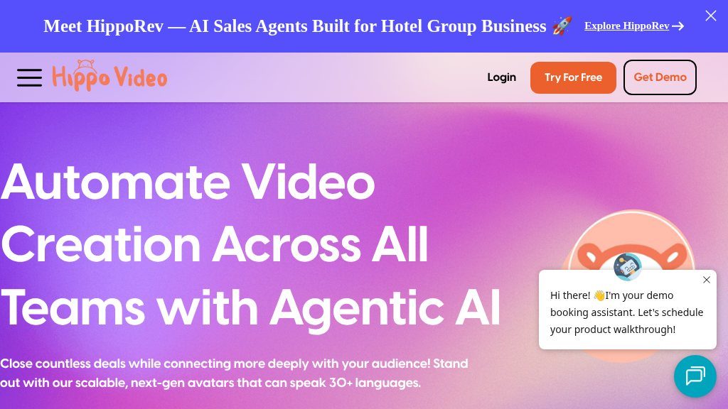 Screenshot of Streamline Video Marketing with Agentic AI from Hippo Video