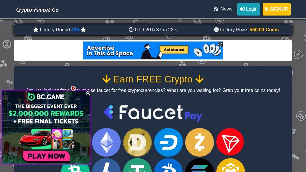 Screenshot of Earn Crypto Freely with Crypto Faucet Go: A Guide to Free Cryptocurrency Earnings