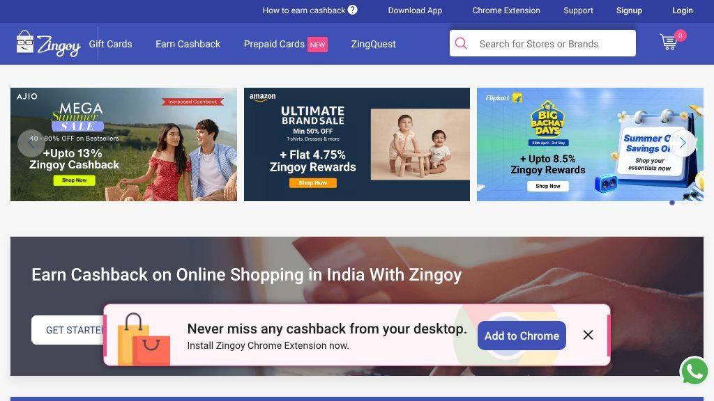 Screenshot of Zingoy.com: Explore a Diverse Online Shopping Experience