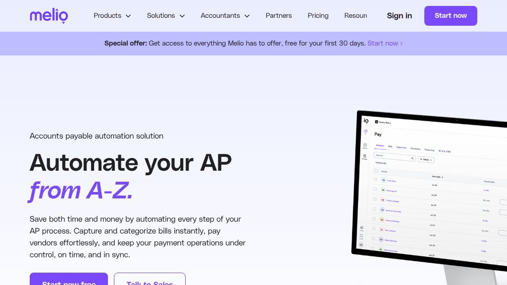 Screenshot of Streamline Your Accounts Payable with Melio’s Automation Solution
