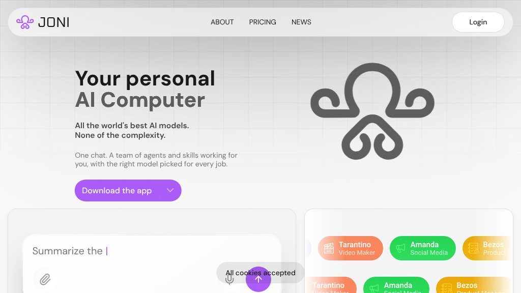 Screenshot of JONI AI Review: Personal AI Computer with Agents, Channels, and Automated Tasks