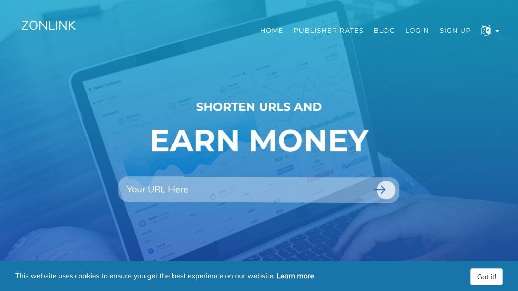 Screenshot of Zonlink Review: Monetized URL Shortener for Publishers