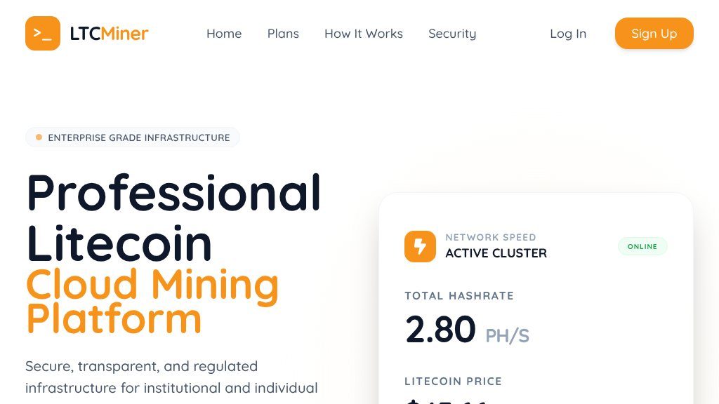 Screenshot of Secure and Transparent Litecoin Cloud Mining with LTCMiner