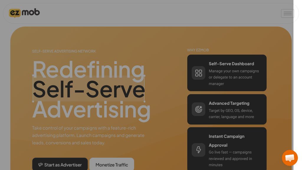 Screenshot of EZmob Review: Self-Serve Pop, Push, Display, and Native Advertising Network