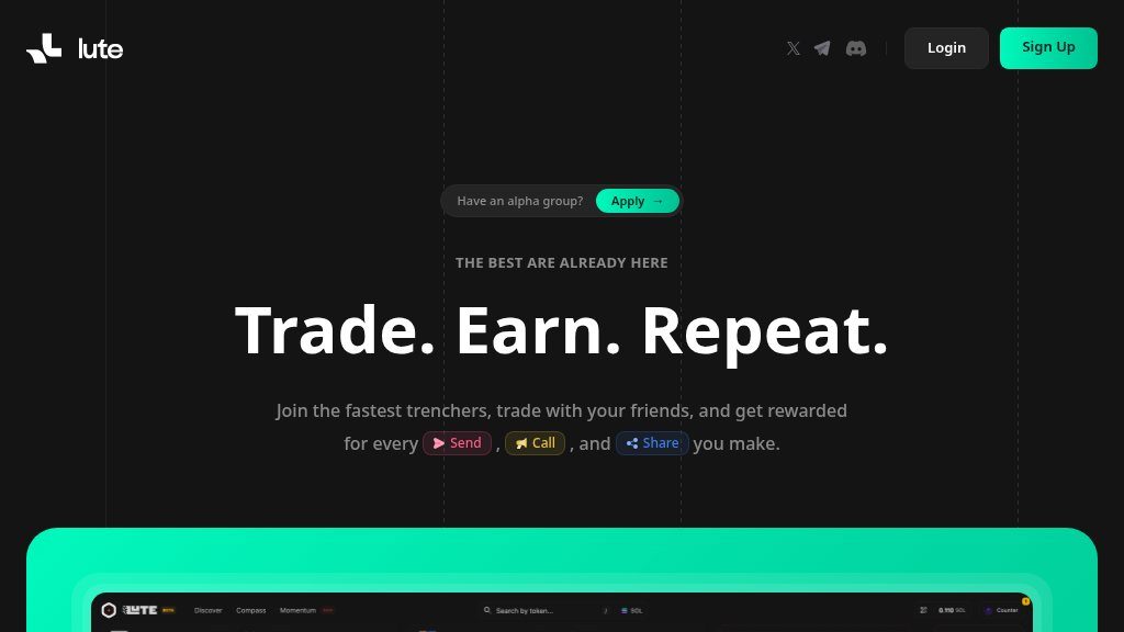 Screenshot of Lute.gg: Exploring Decentralized Trading for Cryptocurrency Enthusiasts