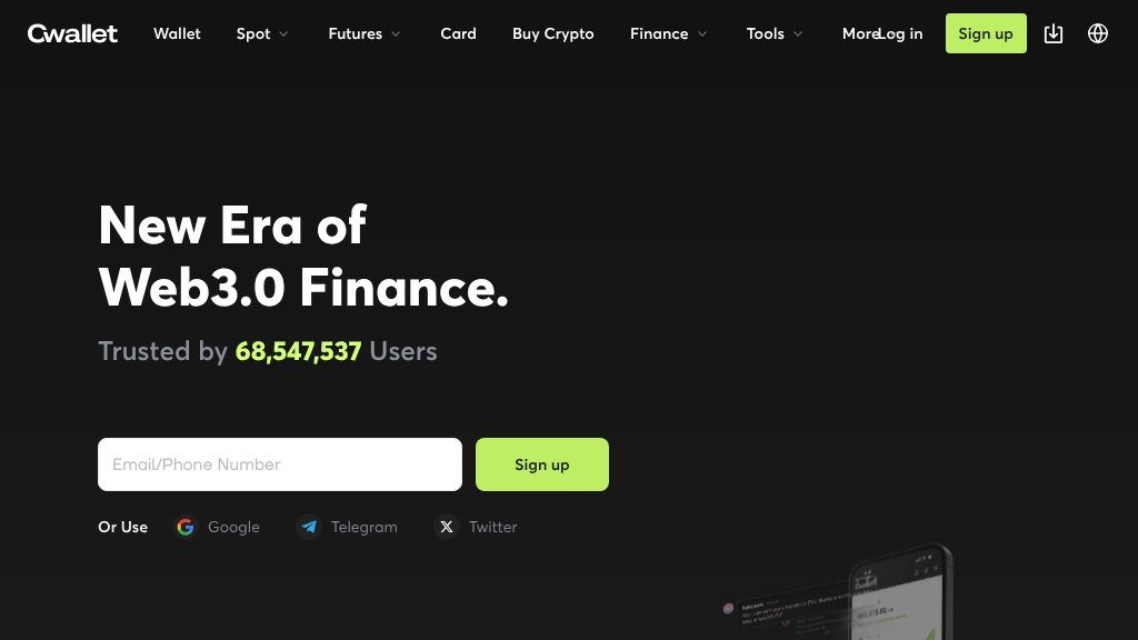 Screenshot of Secure and User-Friendly Platform for Bitcoin, Ethereum, and Multi-Chain Crypto Trading | Cwallet