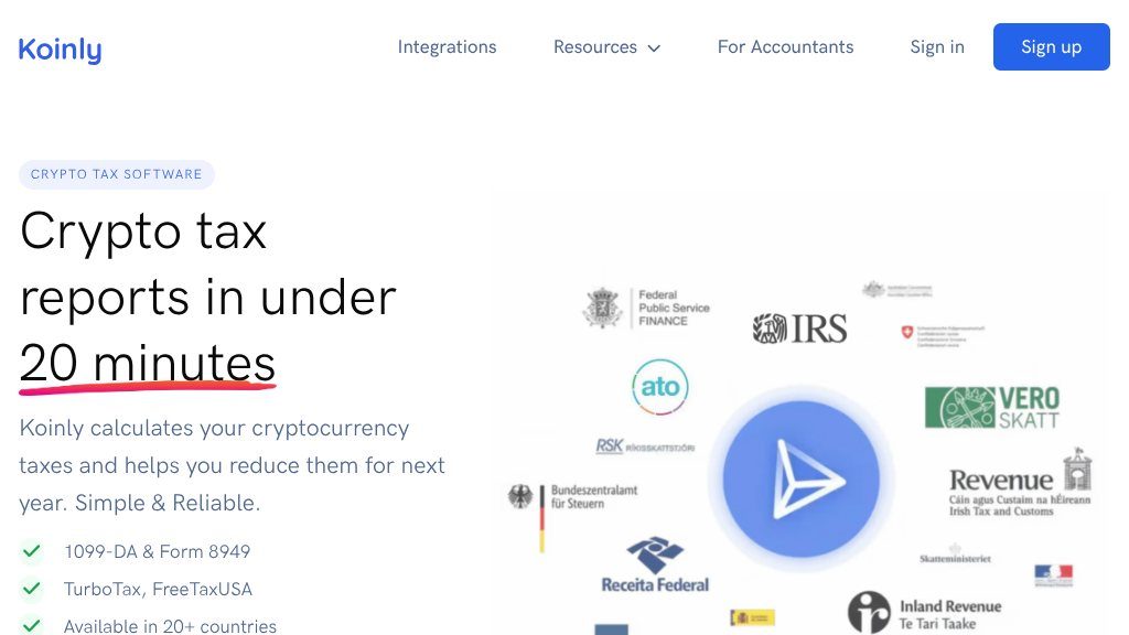 Screenshot of Koinly Crypto Tax Calculator: Simplify Your Cryptocurrency Tax Reporting