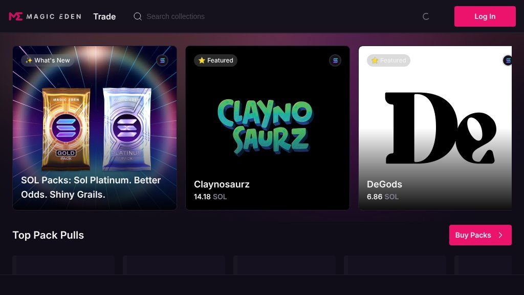Screenshot of Explore and Trade NFTs Seamlessly on Magic Eden’s Solana Marketplace