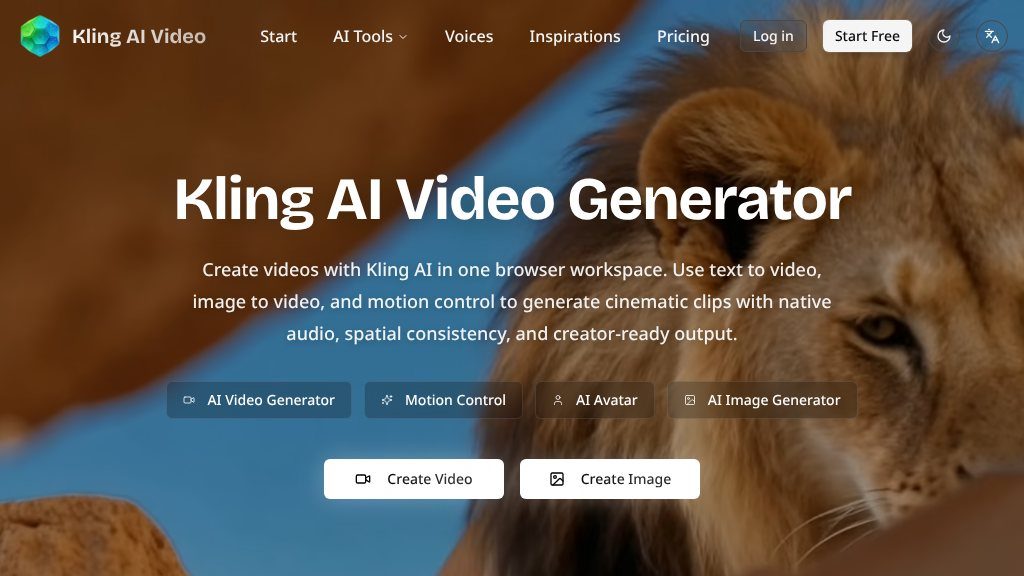 Screenshot of Kling AI Video Generator: Text-to-Video, Image Animation, and Motion Control