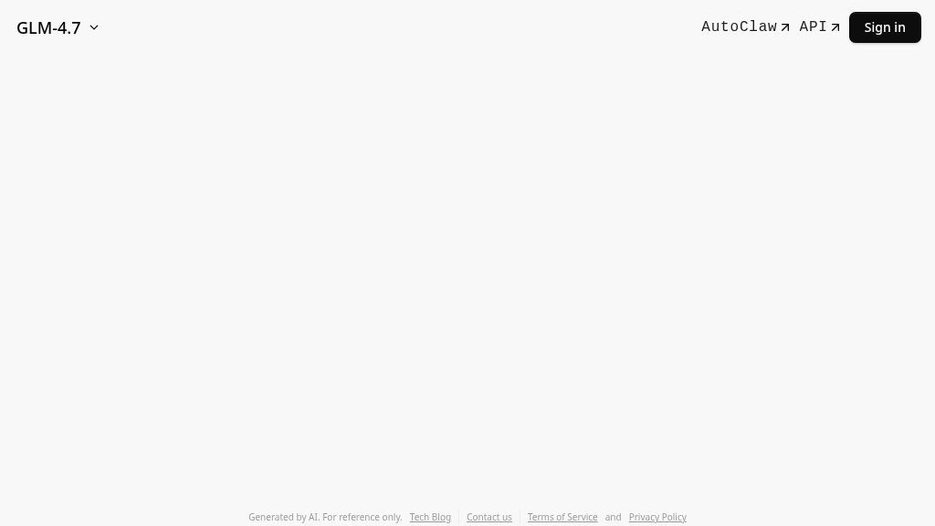 Screenshot of Z.ai: Your Free AI Assistant for Website Building, Data Analysis, and More