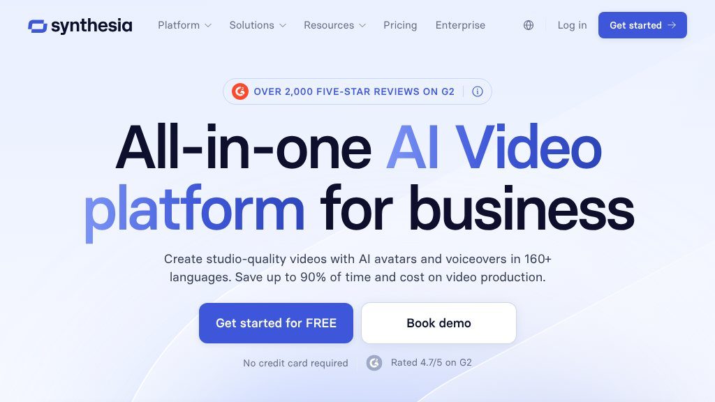 Screenshot of Synthesia: AI Video Creation Made Easy - Avatars, Voiceovers & 140+ Languages