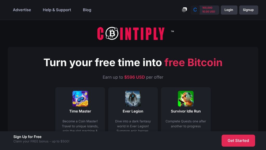 Screenshot of Cointiply: The Ultimate Crypto Rewards Platform for Earning Bitcoin
