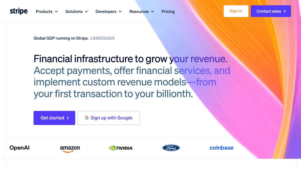 Screenshot of Stripe: Streamlined Payment Processing and Financial Tools for Businesses
