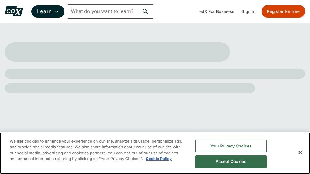 Screenshot of edX: Unlock Your Potential with World-Class Online Learning