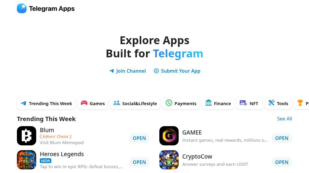 Screenshot of Telegram Apps Center: Discover & Extend Your Messaging Experience
