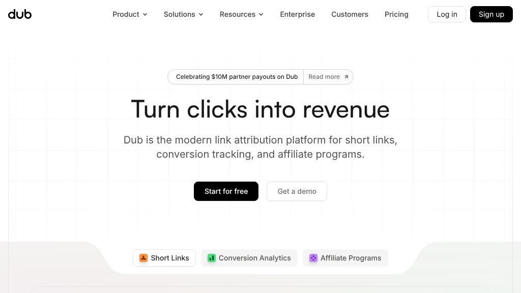 Screenshot of Dub.co: Streamlined Link Attribution and Affiliate Marketing Solutions