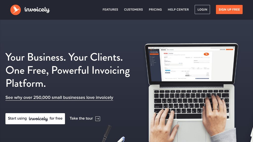 Screenshot of Free Online Invoicing for Small Businesses - invoicely