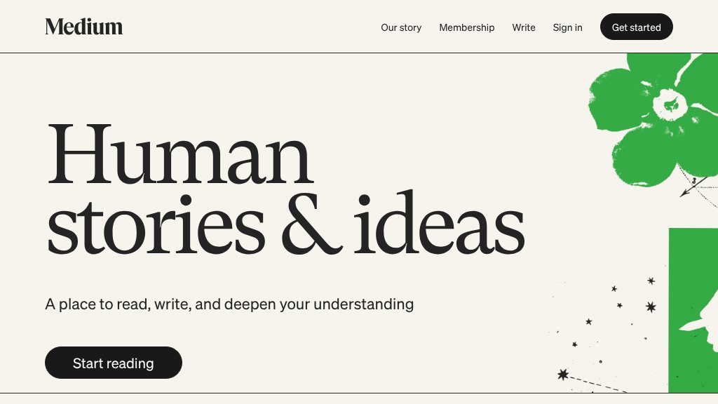 Screenshot of Medium: Your Platform for Thoughtful Stories and Ideas