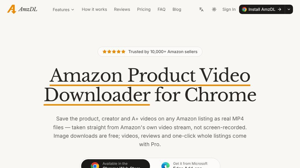 Screenshot of AmzDL Amazon Product Video Downloader and Listing Media Exporter