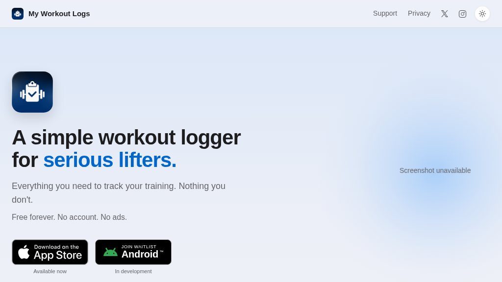 Screenshot of My Workout Logs Review: Private Workout Tracking for Serious Lifters