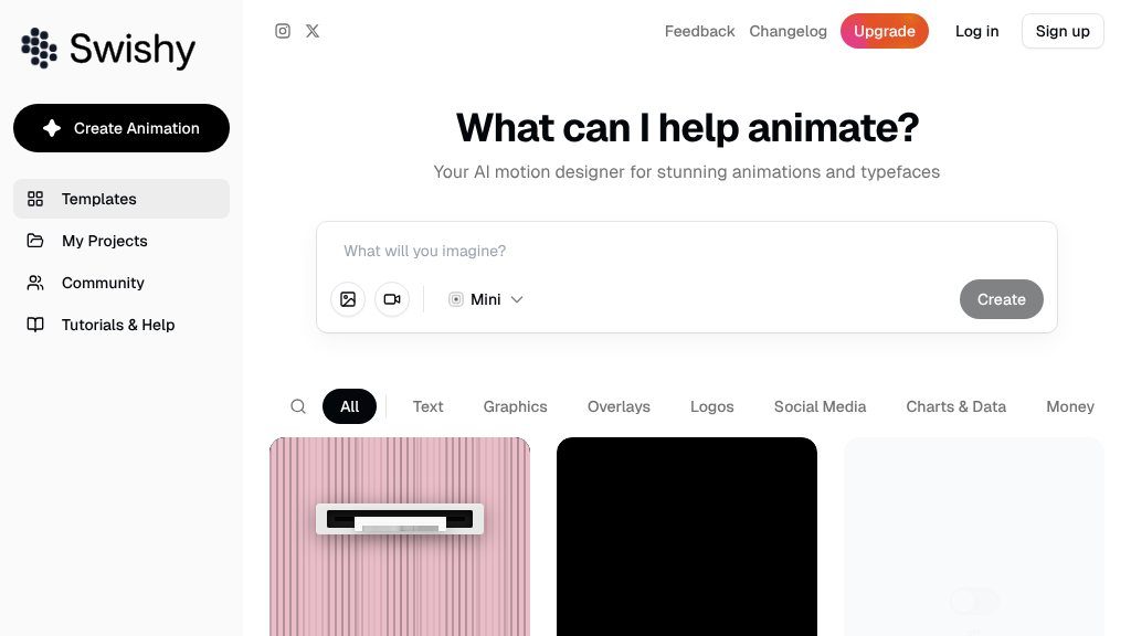 Screenshot of Swishy AI: Streamlined Motion Design and Animation Without After Effects