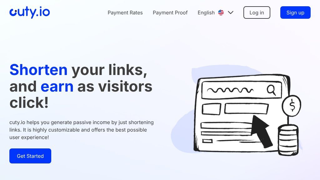 Screenshot of Cuty.io: Monetize Your Links and Generate Passive Income