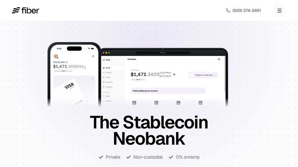 Screenshot of Fiber Review: A Non-Custodial Stablecoin Neobank for Private Onchain Finance