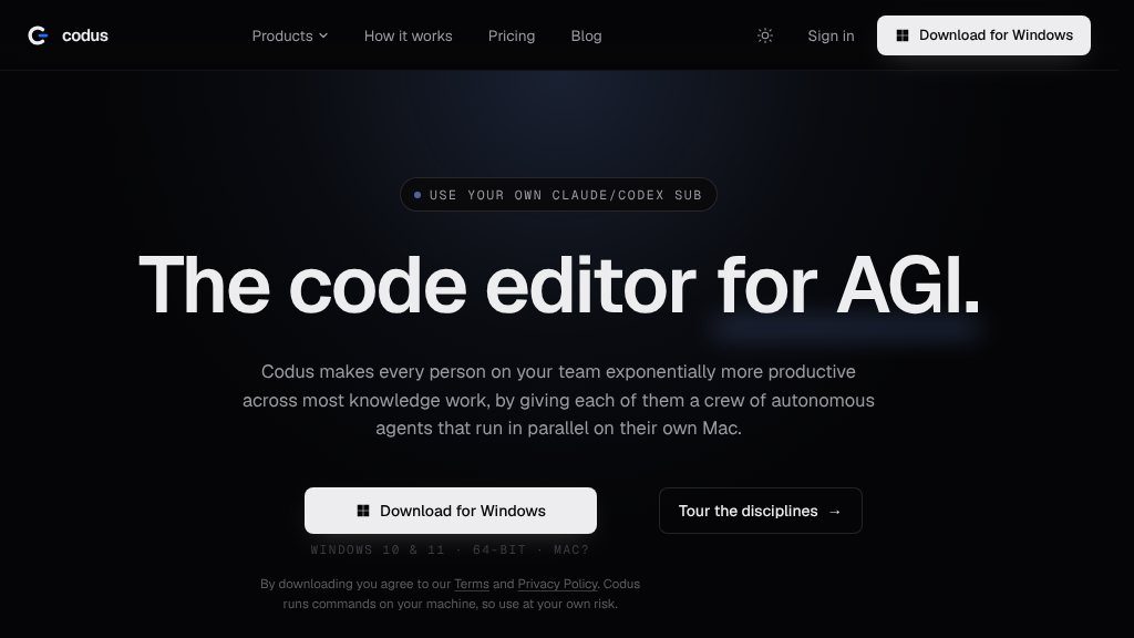 Screenshot of Codus: Parallel AI Agents for Coding and Knowledge Work on Mac
