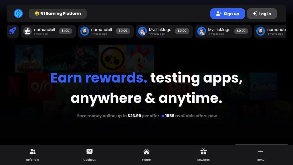 Screenshot of Poearn: Earn Rewards Online with Surveys, Videos, and Games