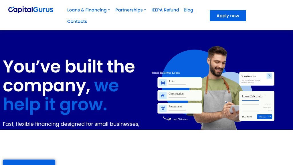 Screenshot of Capital Gurus: Small Business Loans, Lines of Credit, and Equipment Financing