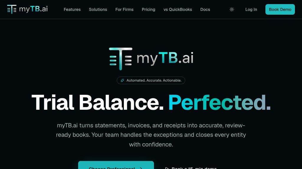 Screenshot of myTB.ai Review: AI Bookkeeping and Trial Balance Software for Accounting Firms