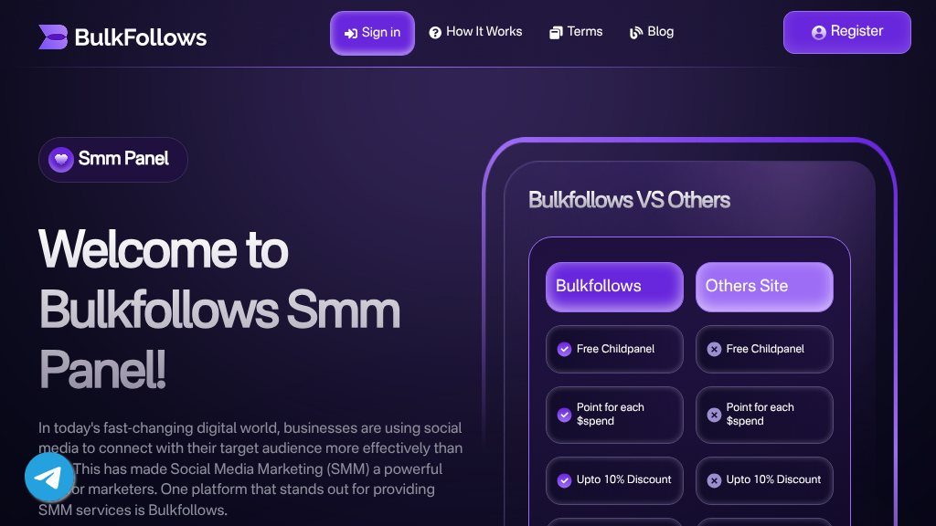 Screenshot of Affordable and Reliable SMM Services with BulkFollows Panel