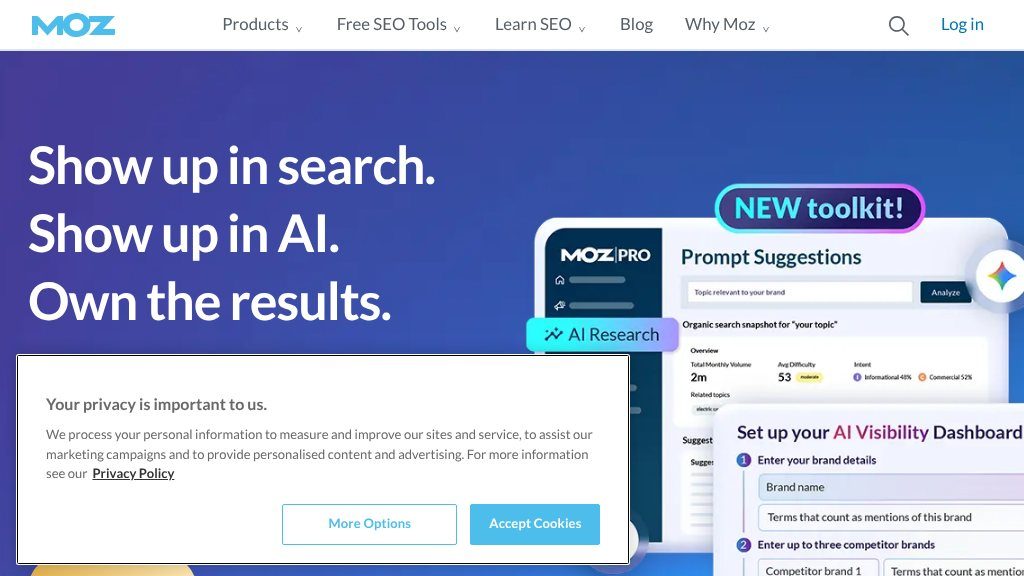 Screenshot of Moz: Your All-in-One SEO Powerhouse for Smarter Digital Marketing