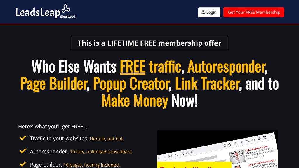 Screenshot of LeadsLeap Review: A Comprehensive Lead Generation Platform Since 2008