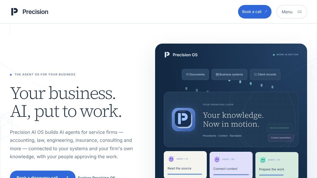 Screenshot of Precision AI OS: AI Agents and Workflow Automation for Service Firms