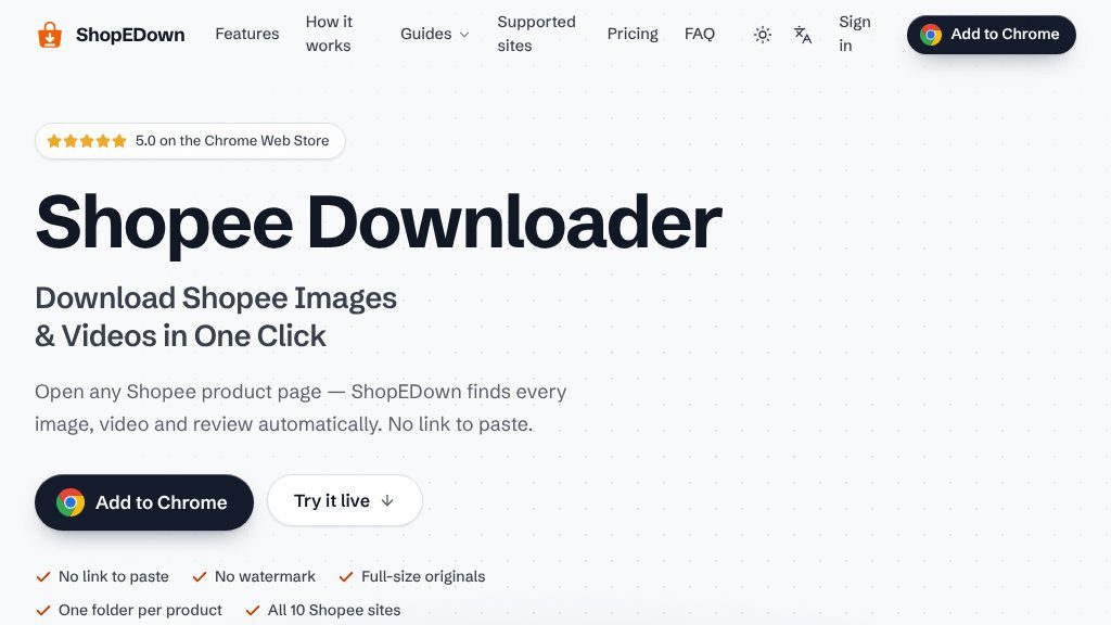 Screenshot of ShopEDown Review: Download Shopee Images, Videos, Reviews, and Product Data