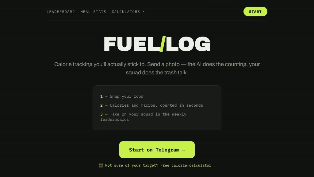 Screenshot of Fuel Log: AI Calorie and Macro Tracking Through Telegram