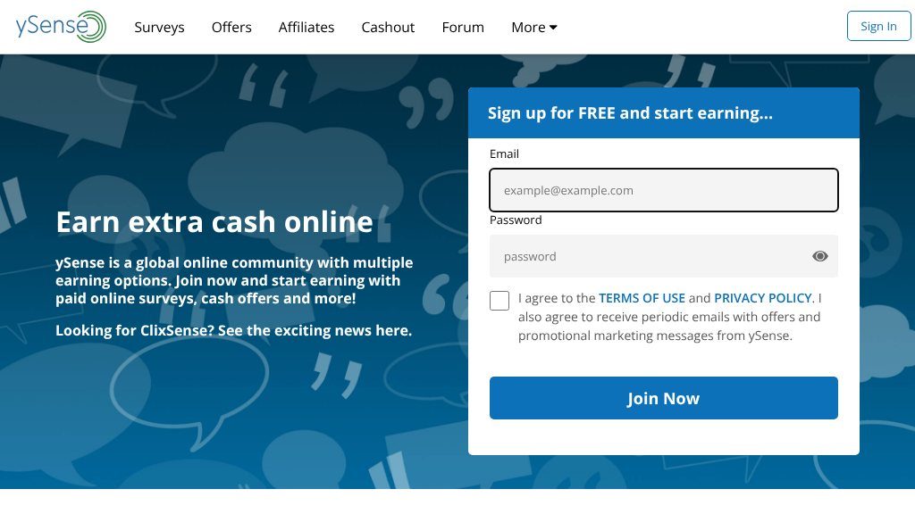 Screenshot of ySense Review: Legit Ways to Earn Extra Cash Online?