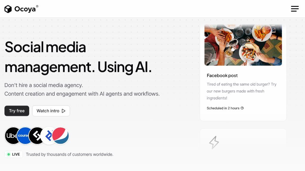 Screenshot of Ocoya: AI-Driven Social Media Scheduling and Content Creation Platform