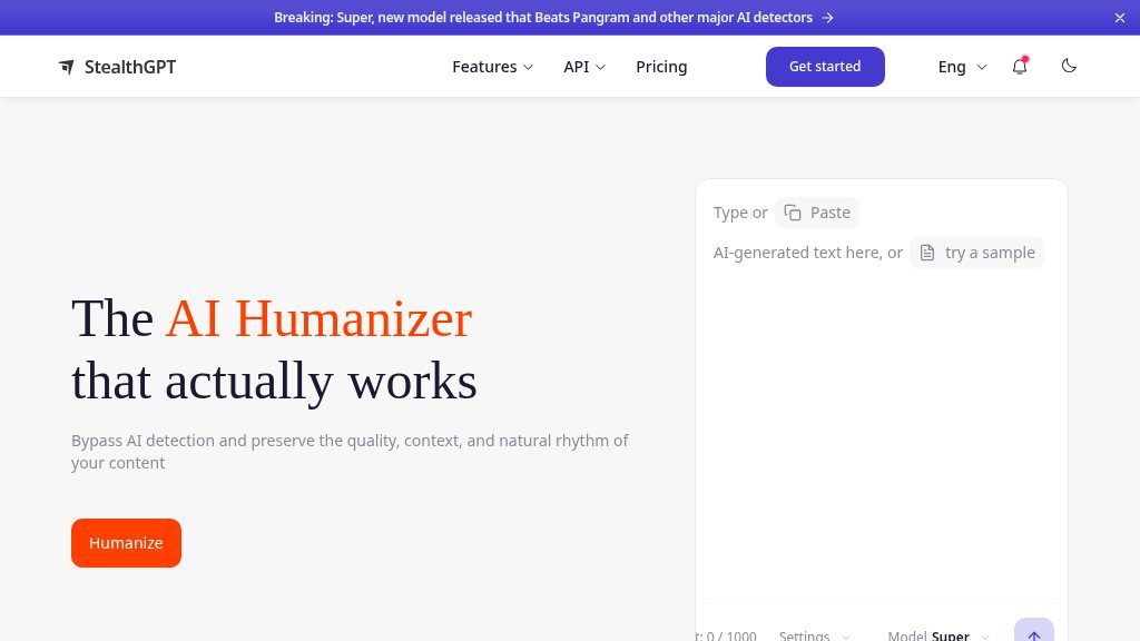 Screenshot of StealthGPT Review: AI Humanizer, Writing Tools, and Workflow Integrations