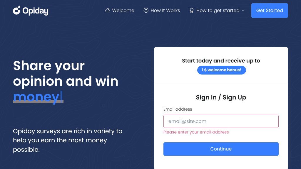 Screenshot of Opiday: Practical Insights into Paid Online Surveys and Market Research