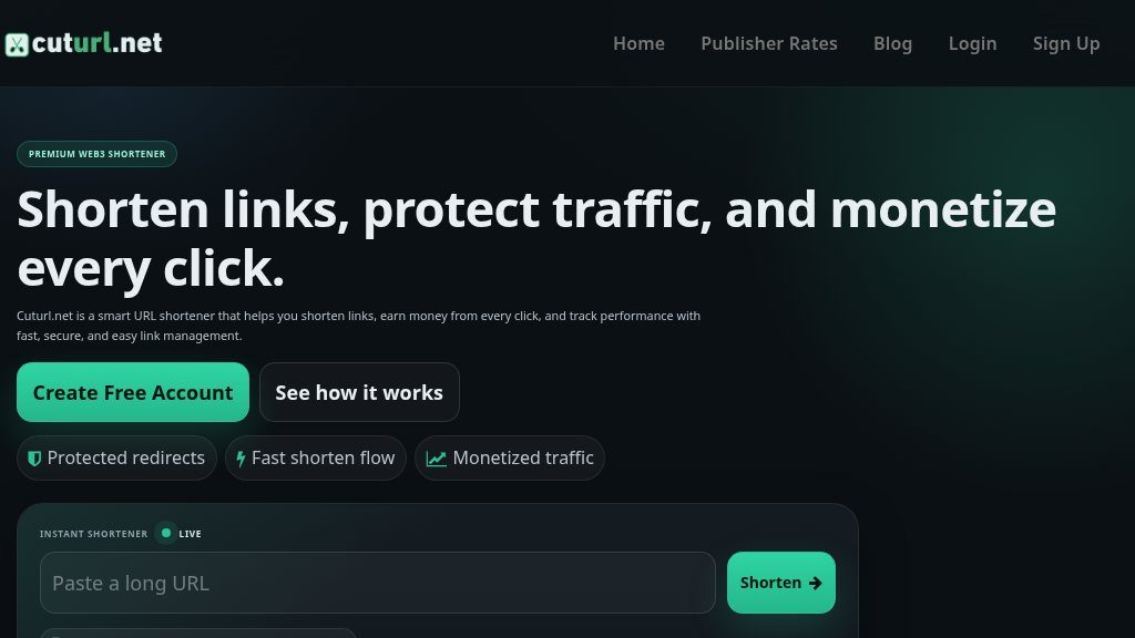 Screenshot of Cuturl.net Review: Monetize and Manage Your Links with Ease