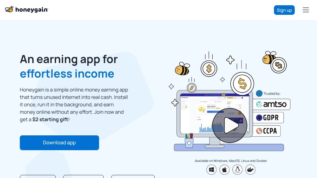Screenshot of Honeygain Review: Passive Income App for Sharing Unused Internet