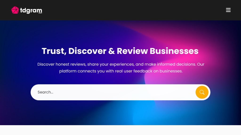 Screenshot of TDGram: Authentic Reviews and Ratings for Trusted Business Insights