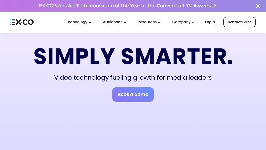 Screenshot of EX.CO Video Technology Solutions for Enhanced Media Revenue