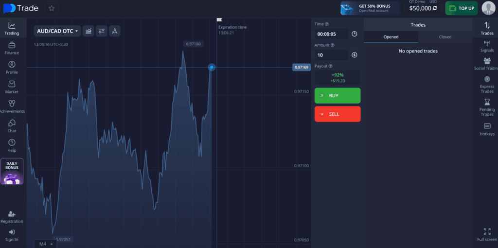 Screenshot of PocketOption: Accessible and User-Friendly Trading Platform for Binary Options