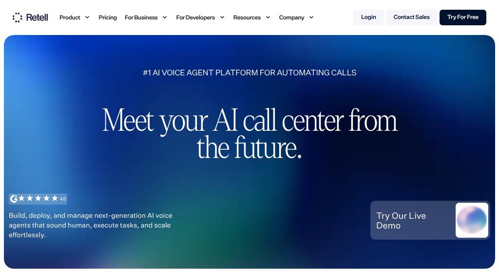 Screenshot of Retell AI: Streamlining Phone Call Automation with Intelligent Voice Agents