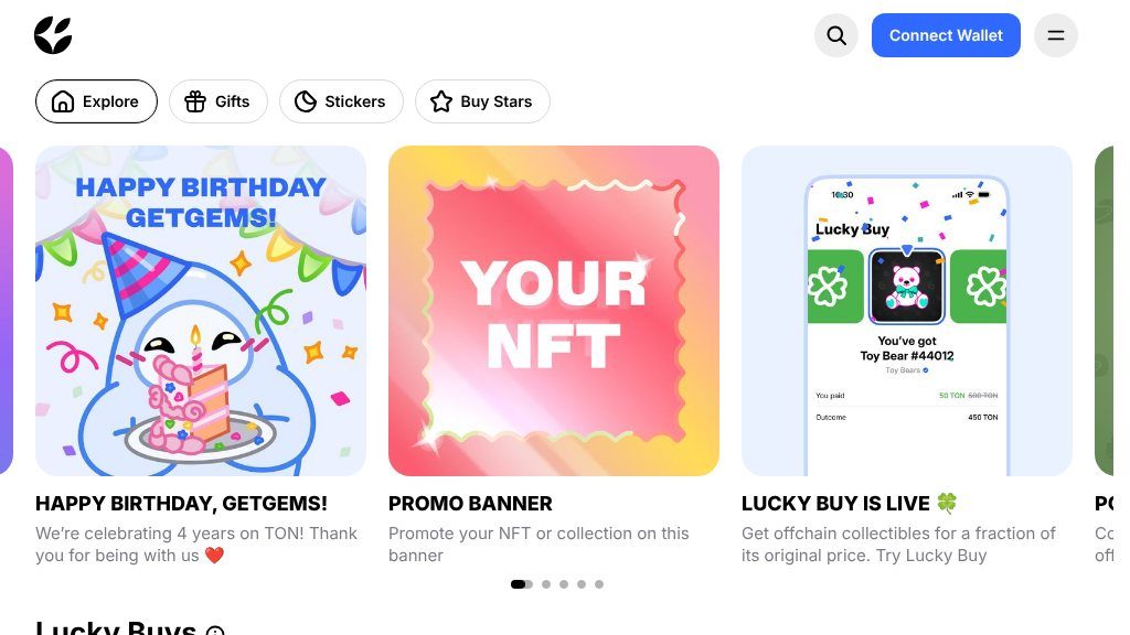 Screenshot of Getgems: Explore and Trade NFTs on The Open Network Marketplace