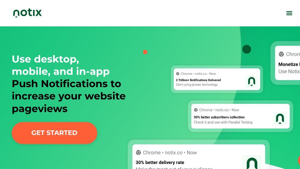 Screenshot of Notix: Effective Web Push Notifications for Desktop & Mobile Audience Engagement