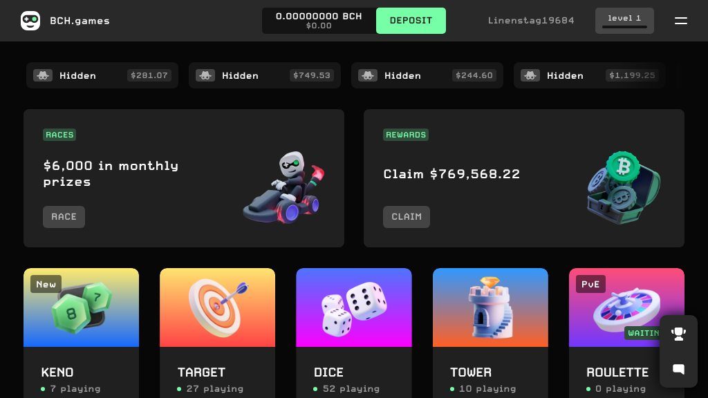 Screenshot of BCH.games: Your Privacy-Focused Bitcoin Cash Casino